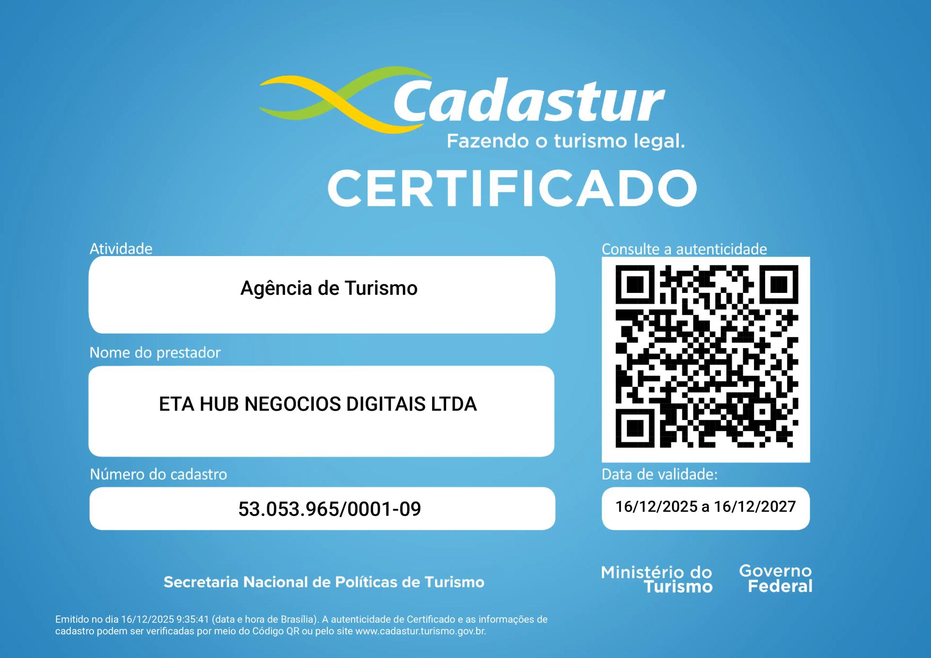 Certificado CADASTUR - eTA Hub